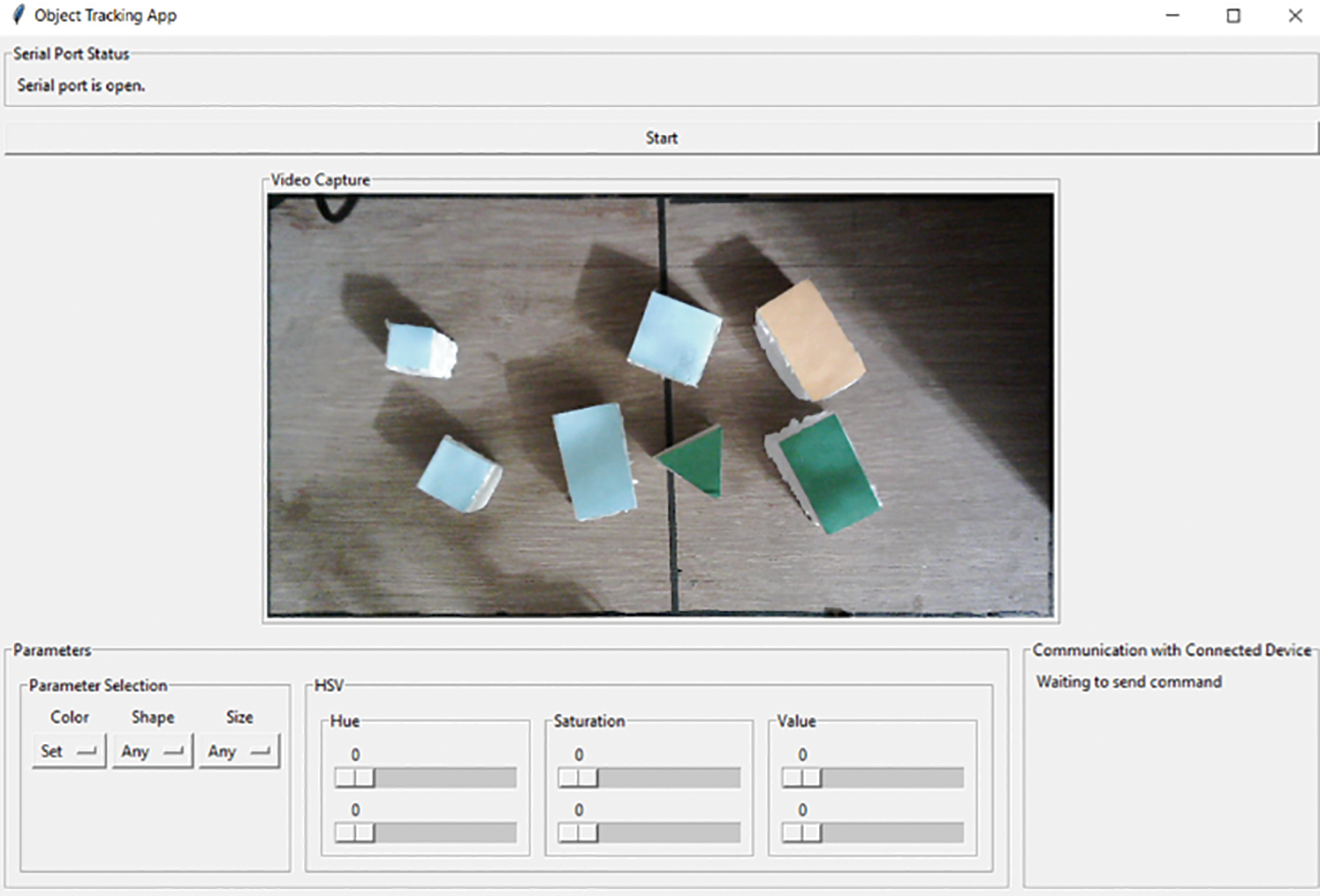 Computer Vision Based Robotic Arm Controlled Using Interactive GUI