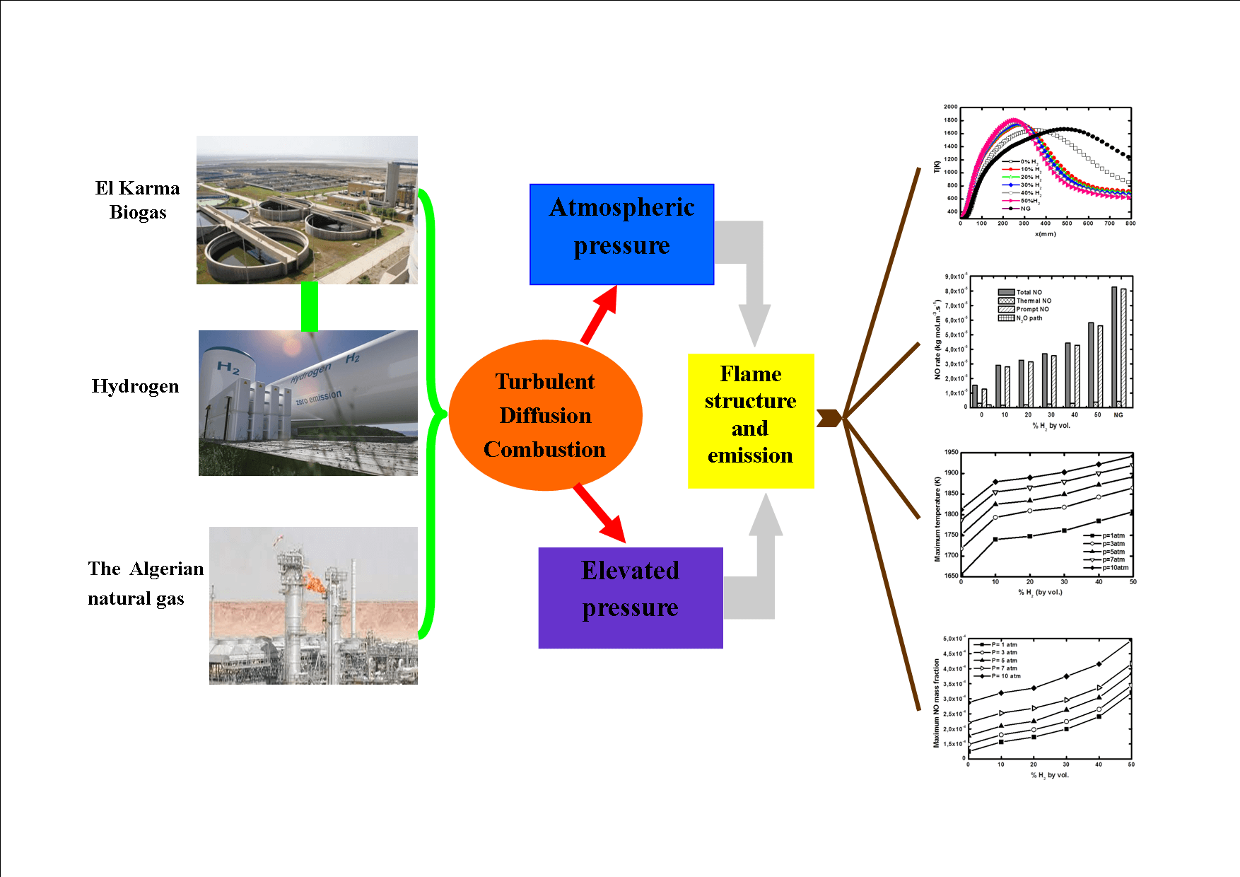 Numerical Simulation of Turbulent Diffusion Flames of a Biogas Enriched with Hydrogen