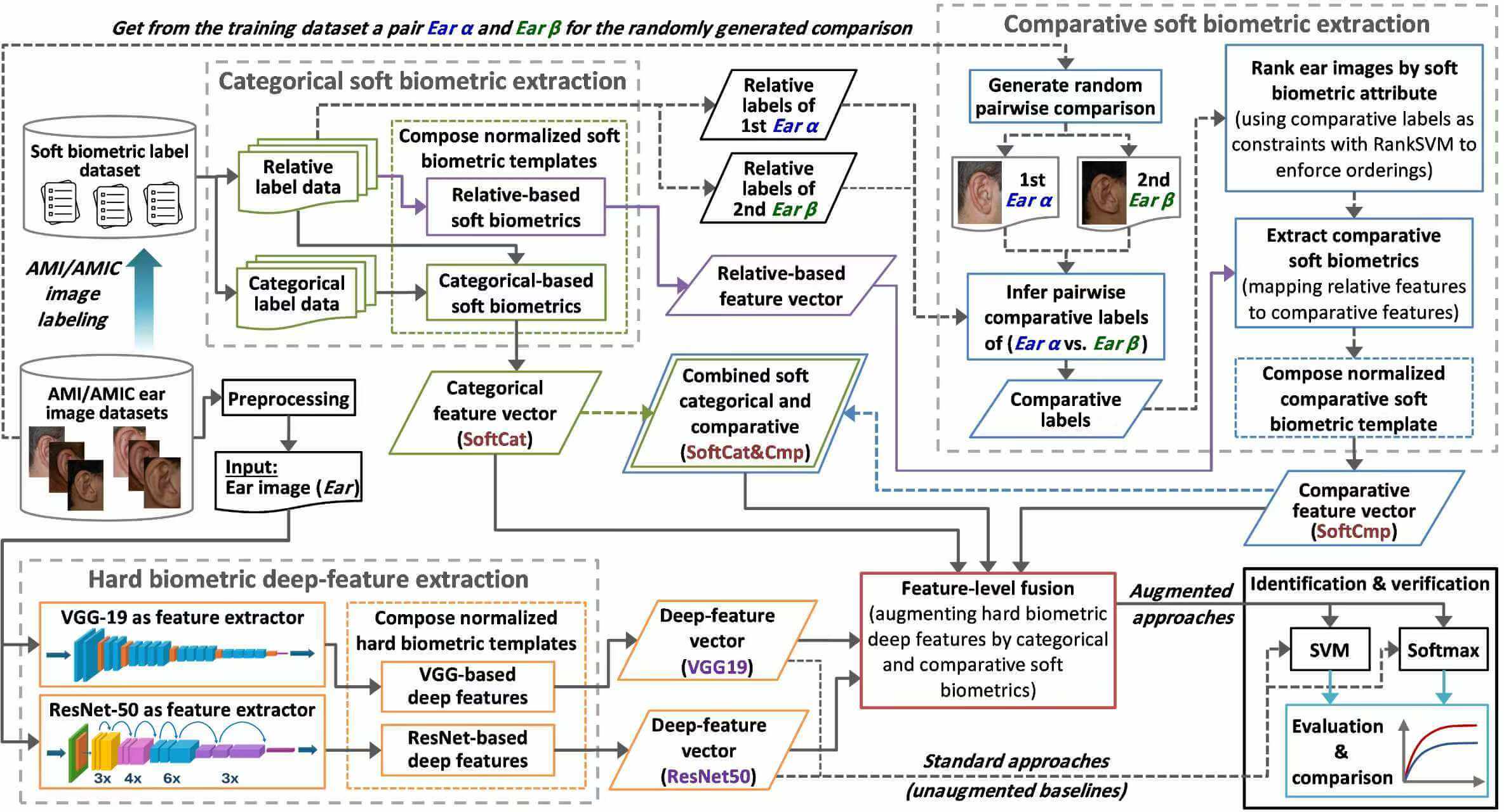 Augmented Deep-Feature-Based Ear Recognition Using Increased Discriminatory Soft Biometrics