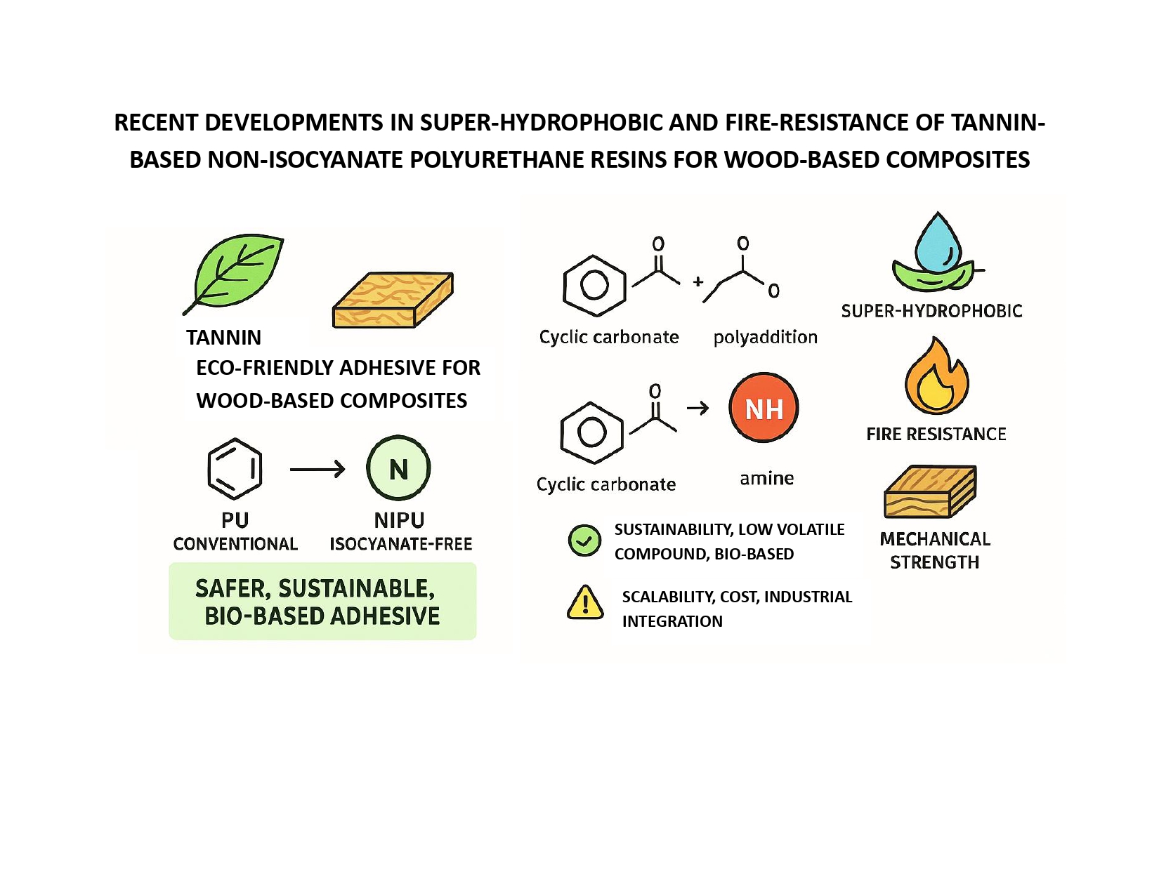 Recent Developments in Super-Hydrophobicity and Fire-Resistance of Tannin-Based Non-Isocyanate Polyurethane Resins for Wood-Based Composites
