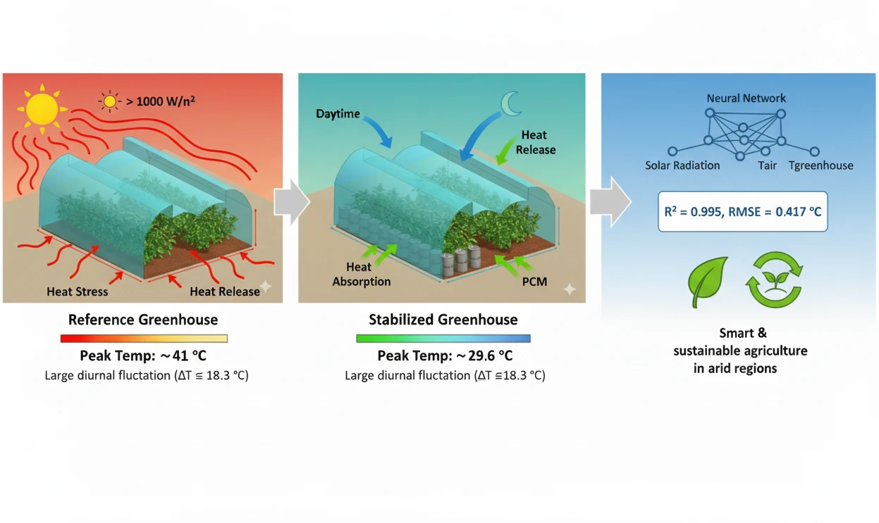 Experimental and Neural Network Modeling of the Thermal Behavior of an Agricultural Greenhouse Integrated with a Phase Change Material (CaCl<sub><b>2</b></sub>·6H<sub><b>2</b></sub>O)
