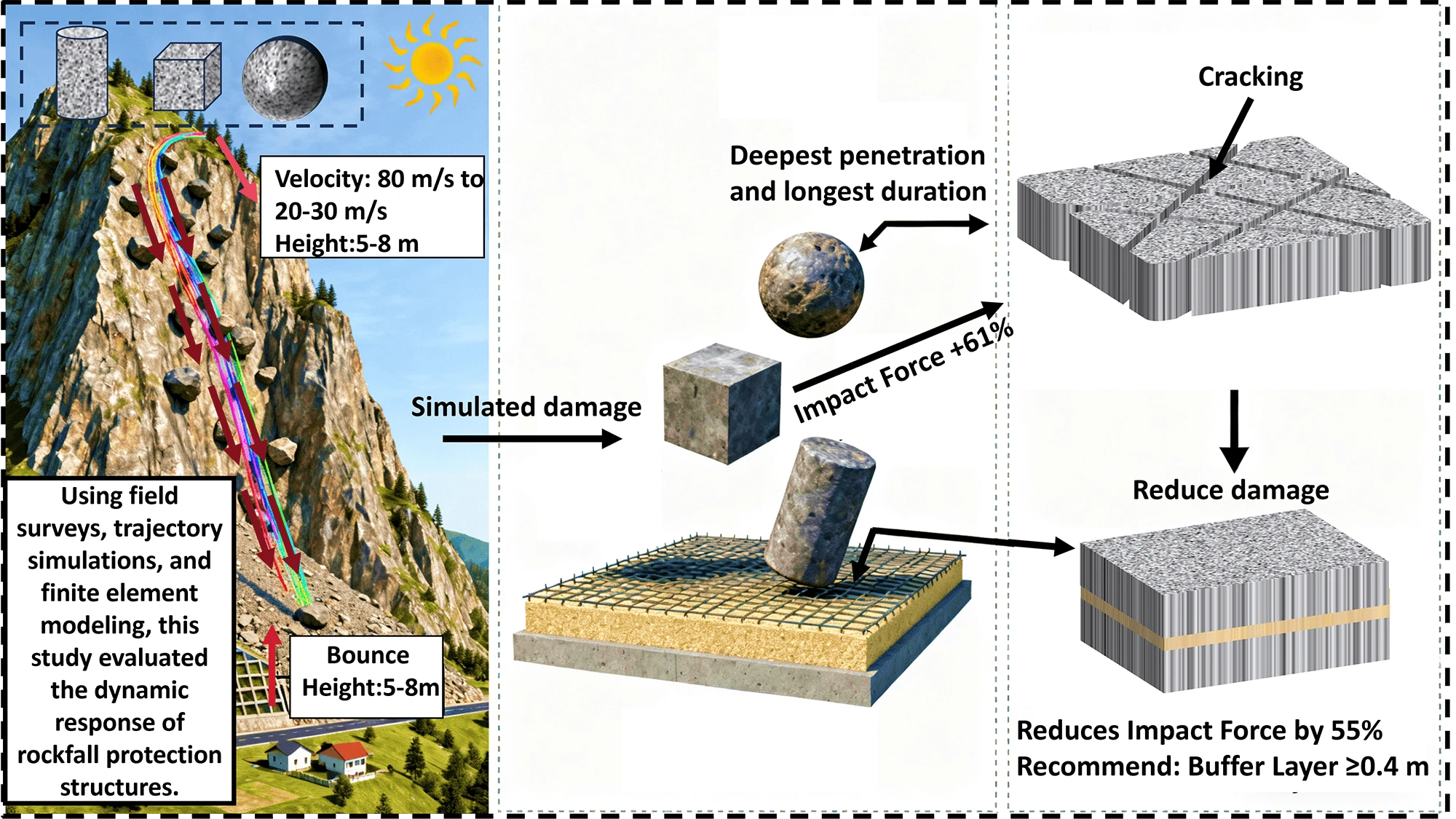 Dynamic Response Research of Dangerous Rockfall Impact Protection Structures