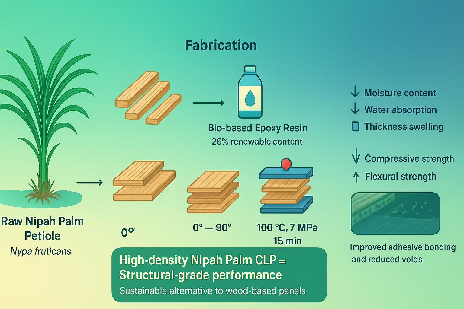 Preliminary Fabrication and Characterization of Cross-Laminated Panel Made from Nipah Palm Petiole Fibres