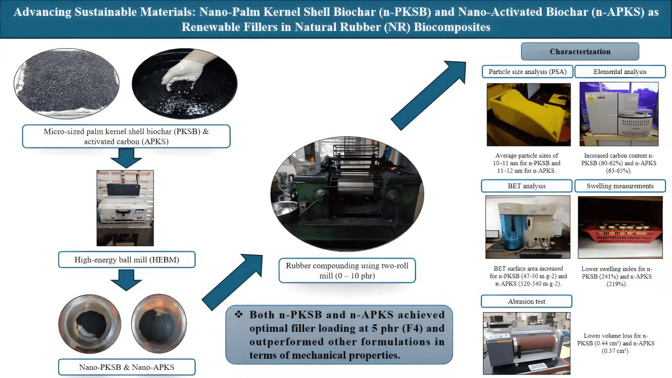 Advancing Sustainable Materials: Nano-Palm Kernel Shell Biochar (n-PKSB) and Nano-Activated Biochar (n-APKS) as Renewable Fillers in Natural Rubber (NR) Biocomposites