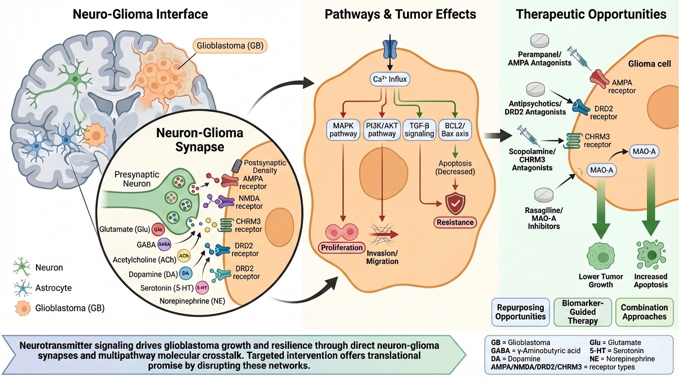 Neurotransmitter-Mediated Signaling in Glioblastoma and Glial Tumors: Biology and Therapeutic Opportunities