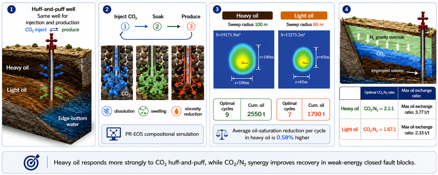 Numerical Simulation of CO<sub><b>2</b></sub> Huff-and-Puff Mechanism and CO<sub><b>2</b></sub>/N<sub><b>2</b></sub> Synergistic Huff-and-Puff in the Edge-Bottom Water Reservoirs