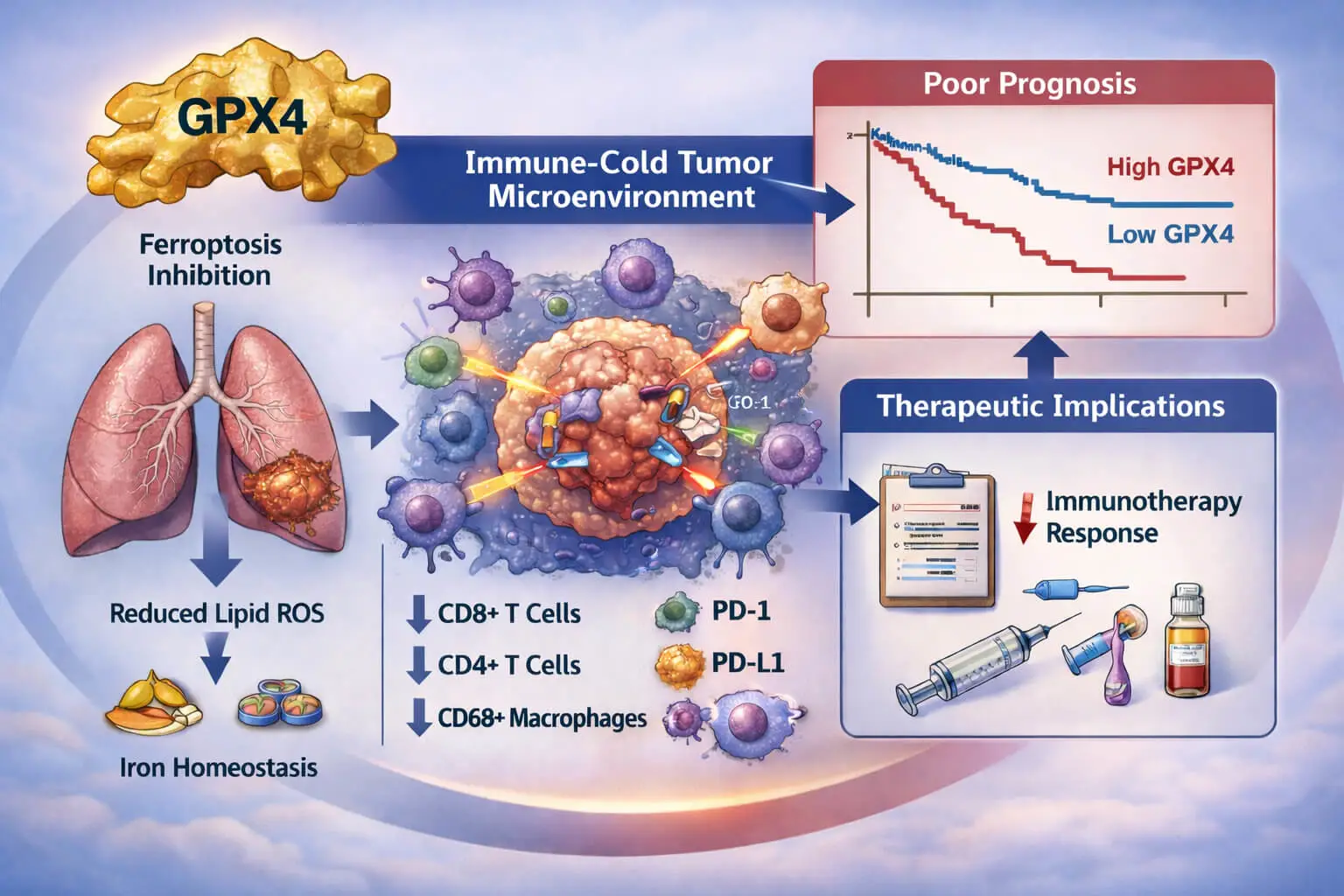 GPX4 Defines an Immune-Cold Phenotype and Poor Prognosis in Resected Lung Adenocarcinoma