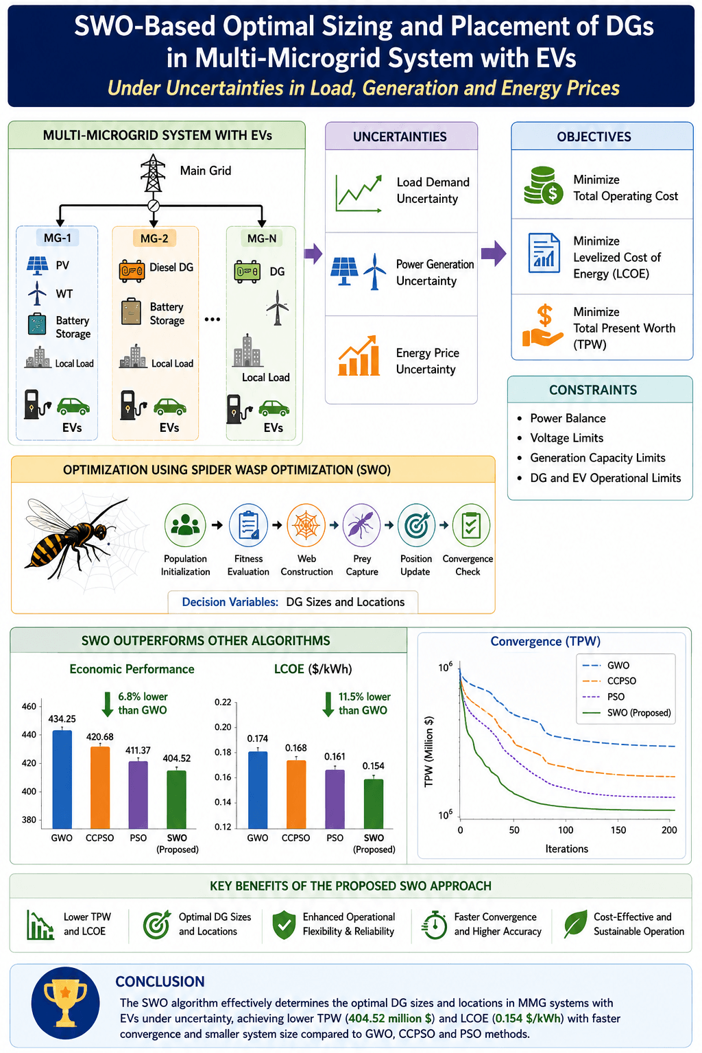 Determination of Optimal Location and Sizing of Distributed Generators in Multi-Microgrid System Using Spider Wasps Optimization Technique